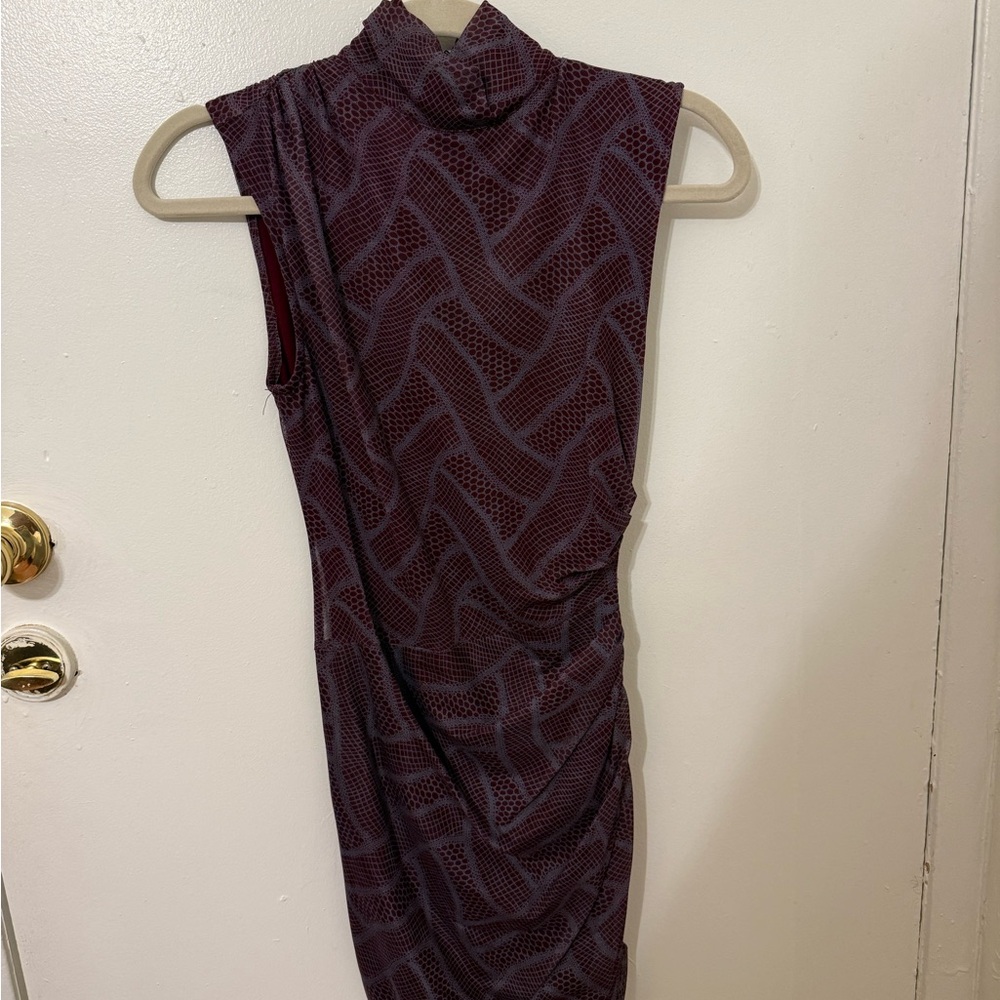 Cinq à Sept Purple and Black Patterned Mini Dress